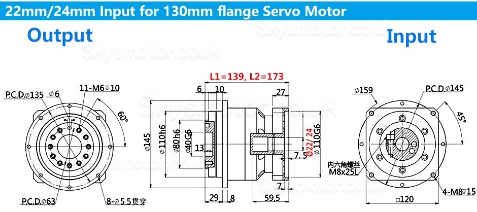 PLX120 Series Helical Flange Plate Output Planetary Gearbox for Nema 42 Stepper Motor & 110mm/130mm Servo Motor