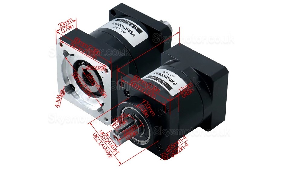 PX60 Series Nema 24 Planetary Gearbox Reducer Gearbox Input Shaft 14mm Output Shaft: 14mm