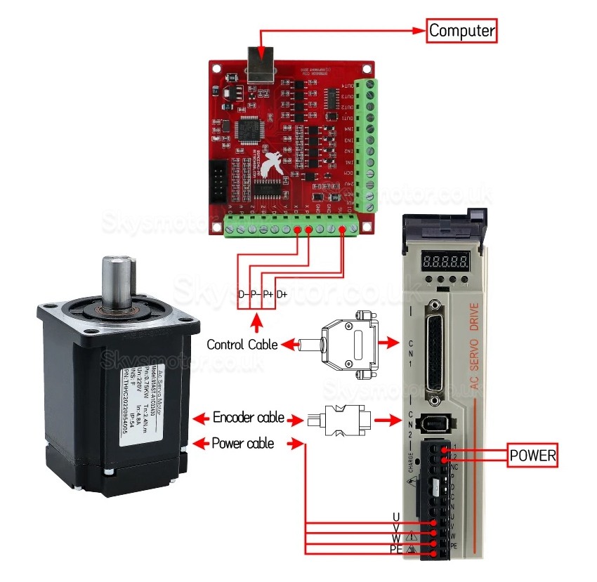 400W/600W/750W/1000W AC Servo Motor & Driver Kit 110V / 220V 1.27Nm-3.8Nm For CNC And PLC Systems