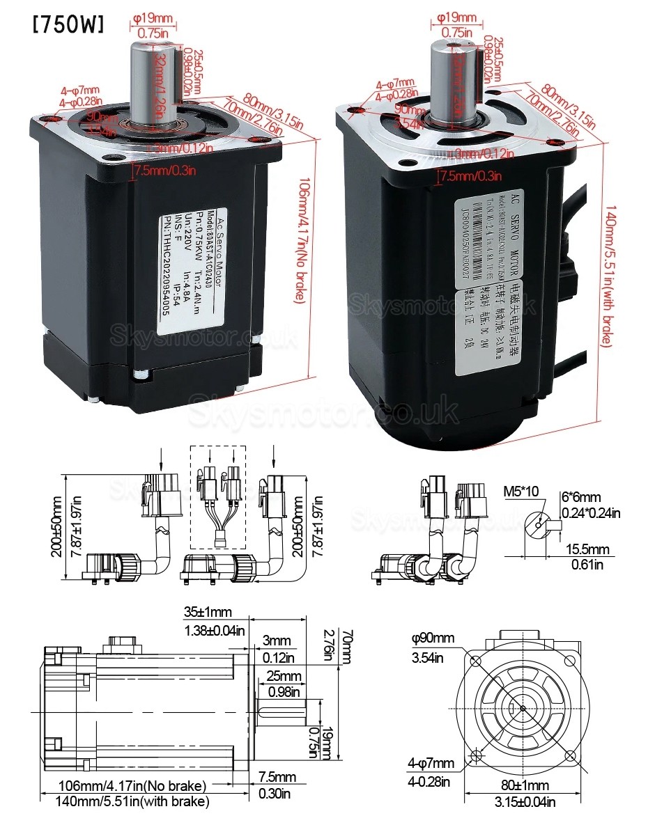 400W/600W/750W/1000W AC Servo Motor & Driver Kit 110V / 220V 1.27Nm-3.8Nm For CNC And PLC Systems