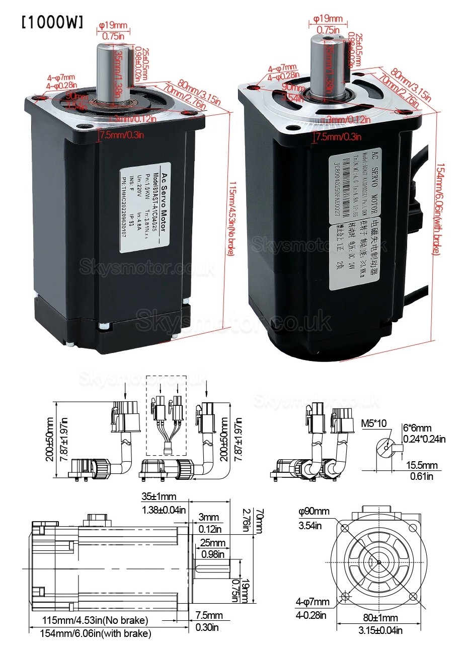 400W/600W/750W/1000W AC Servo Motor & Driver Kit 110V / 220V 1.27Nm-3.8Nm For CNC And PLC Systems