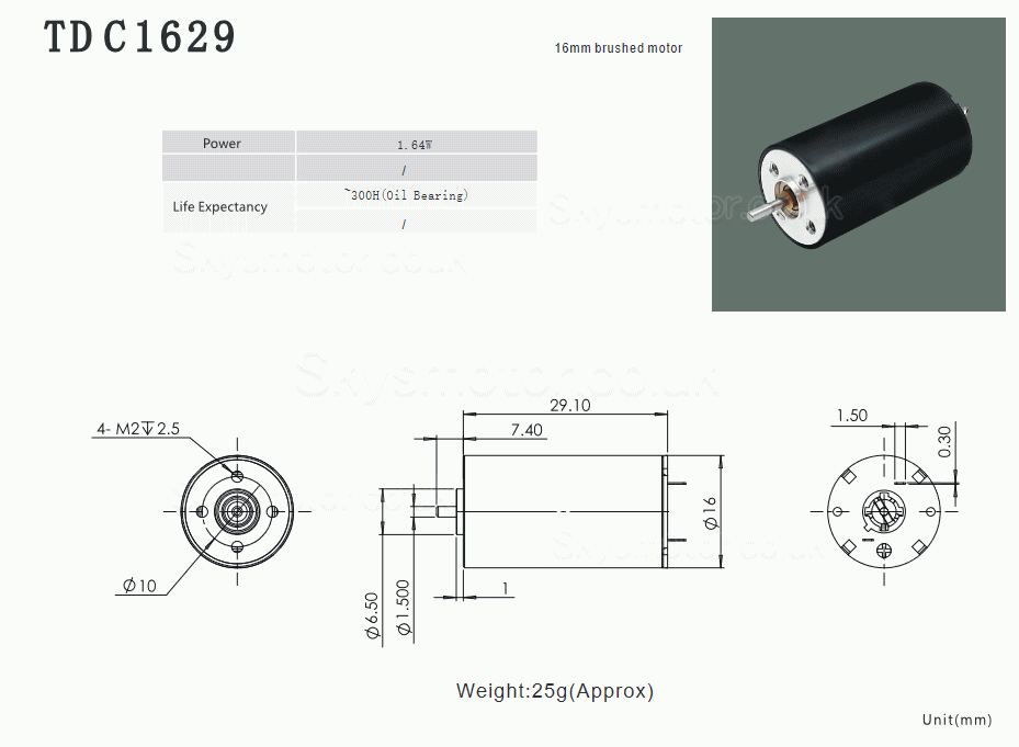 2Pcs Φ16mm 6V/12V DC Coreless Brushed Motor TDC1629 15g.cm 1.6W Shaft 1.5mm