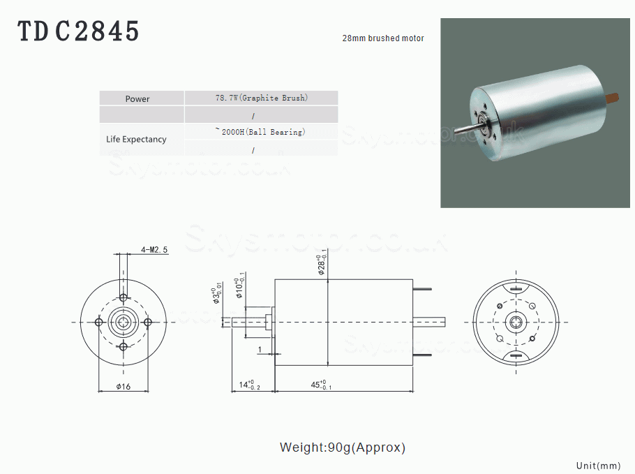 2Pcs Φ28mm 12V/24V Brush DC Coreless Motor TDC2845 530/1150g.cm 4692-6673r/min Shaft 3mm