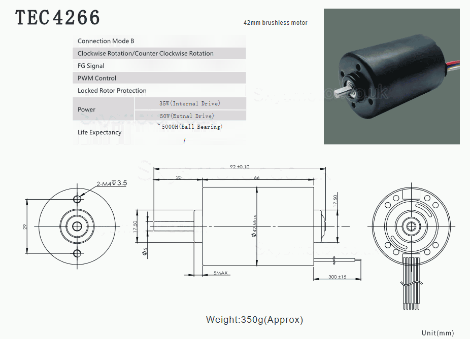 2Pcs 12V/24V Brushless DC Motor + BLDC Motor Drive Kit TEC4266 500g.cm 21/24W 4500RPM