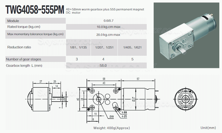 2Pcs 12V/24V Permanent Magnet DC Worm Gear Motor 8.8W Shaft 8mm With 90 Degree Output Shaft Worm Gearbox