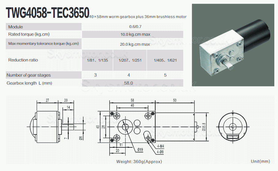 2Pcs 12V/24V Permanent Magnet DC Worm Gear Motor 7W/10.9W Shaft 6mm With Ratio 81~621 Worm Gearbox