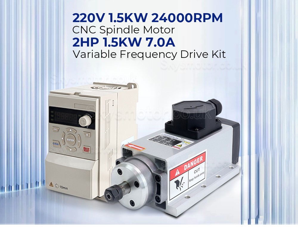 1.5KW CNC Air Cooled Spindle Motor 400Hz ER11+ 2HP VFD Variable Frequency Drive Inverter Kit VSK-ASL1.5B