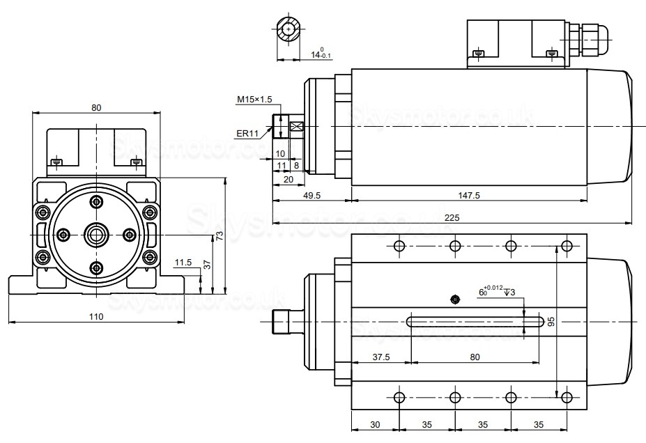 1.5KW CNC Air Cooled Spindle Motor 400Hz ER11+ 2HP VFD Variable Frequency Drive Inverter Kit VSK-ASL1.5B