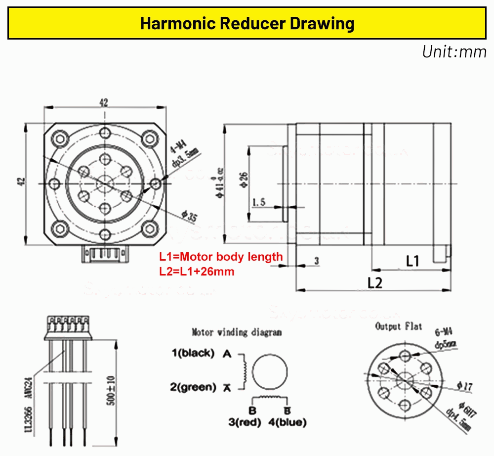 Neme 17 Stepper Motor 42HS4015A4D5 with 30:1 Harmonic Gearbox + TB6600 Stepper Driver