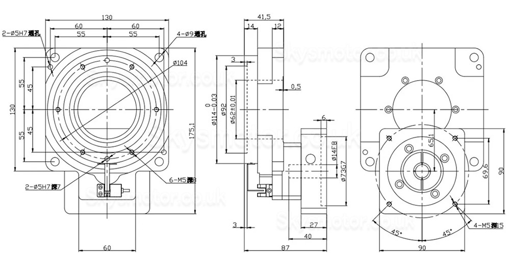 ZCT130-10/ZCT130-18 Rotary Actuator Reducer Ratio 10:1 18:1 for 60mm 400W AC Servo Motor / 34 Nema Stepper Motor