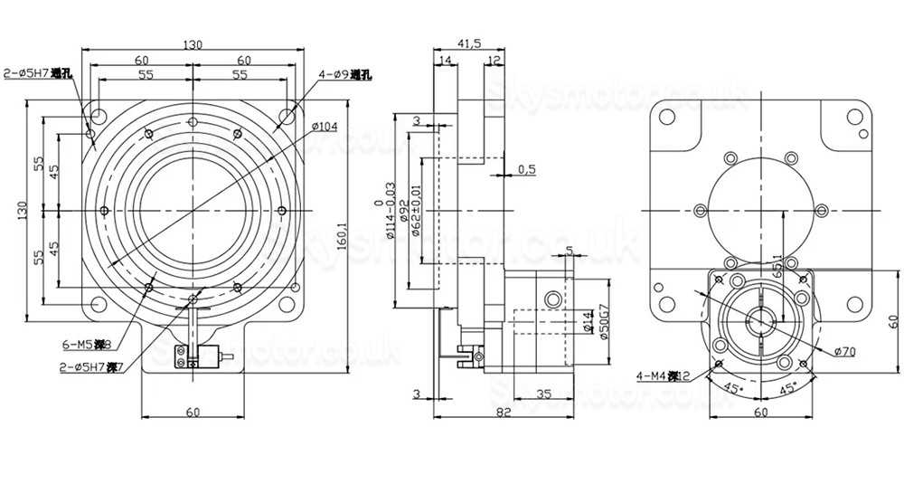 ZCT130-10/ZCT130-18 Rotary Actuator Reducer Input Shaft 14mm Ratio 10:1 18:1 for 60mm 400W AC Servo Motor/ Stepper Motor