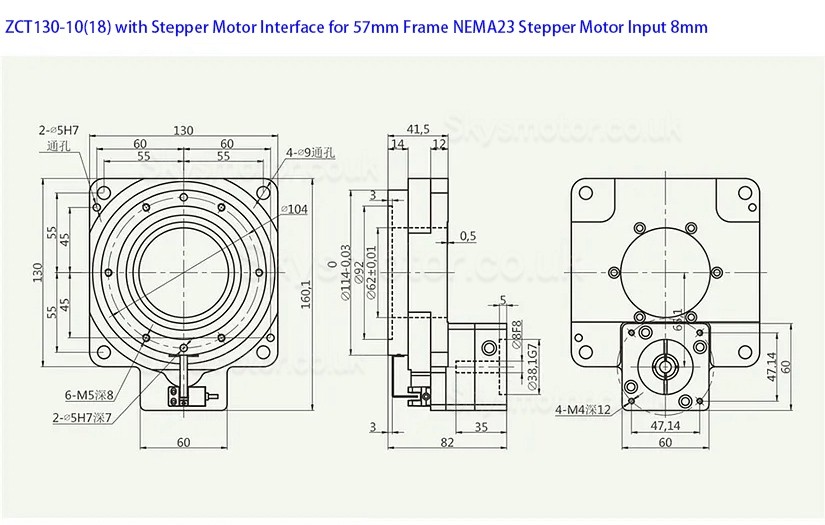 ZCT130-10/ZCT130-18 Rotary Actuator Reducer Input Shaft 14mm Ratio 10:1 18:1 for 60mm 400W AC Servo Motor/ Stepper Motor