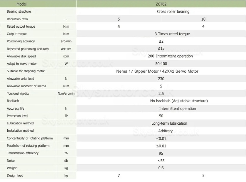 ZCT62-5/ZCT62-10 Rotary Actuator Reducer Input Shaft 5mm/8mm Ratio 5:1 10:1 for 50w/100w AC Servo Motor / 42 Nema Stepper Motor