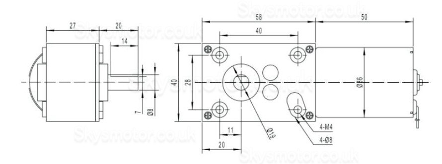 2Pcs 12V/24V Permanent Magnet DC Worm Gear Motor 7W/10.9W Shaft 6mm With Ratio 81~621 Worm Gearbox