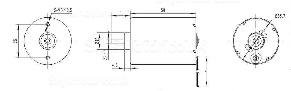 2Pcs Φ35.8mm 12V/24V Brushless DC Motor BLDC Motor TEC3650 200g.cm 5300RPM/3400RPM Shaft 3.175mm