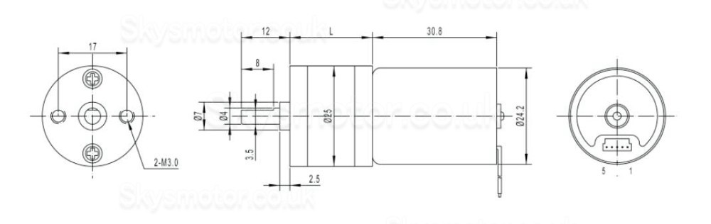 2Pcs Φ25mm 12V/24V Brushed DC Gearmotor GM25-TEC2430 with Spur Gearbox Ratio 4~499 0.2-5kg.cm