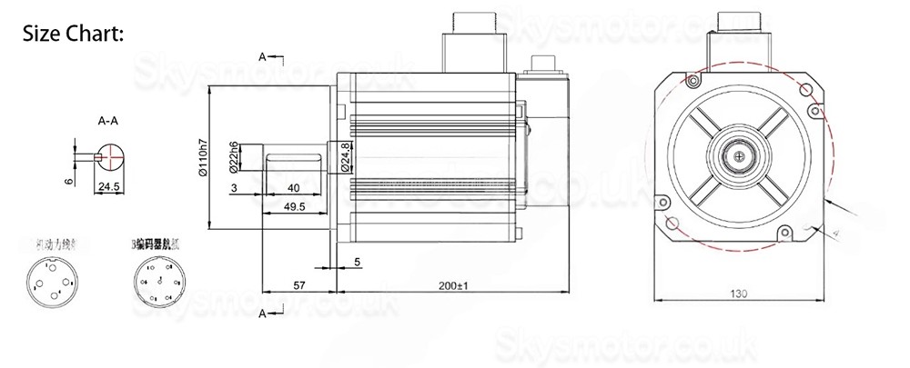 2.3KW AC Servo Motor Kit 130JASM523215K-17B+JASD30002-20B 14.64N.m 220V 1500RPM 12.3A with JASD30002-20B Servo Driver